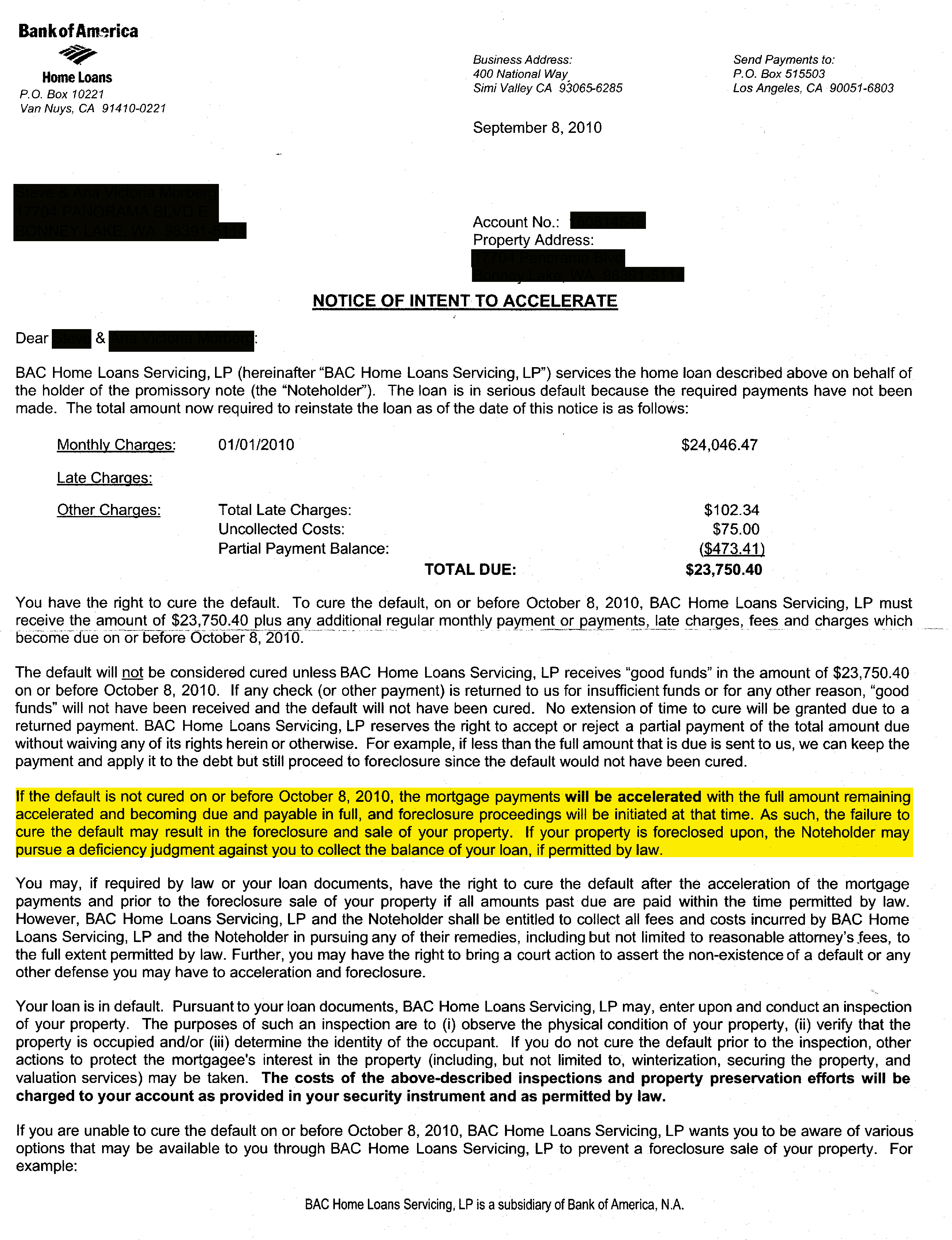 Sample Texas Notice of Default